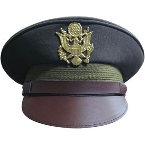 Gorra con visera hecha a mano personalizada, gorra de combinación de lana y cuero de estilo vintage para uniformes de desfile y eventos de recreación - Product Image 2