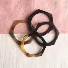 Bracelets en corne écologiques polis avec manchettes en corne naturelle denim, bijoux décontractés pour tous les jours par Crescent Crafts - Product Image 2