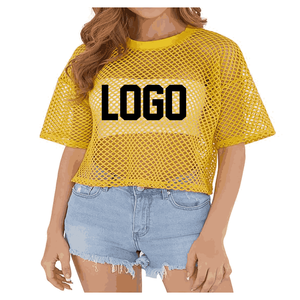 Top corto de verano para mujer, diseño personalizado, camiseta de malla ajustada, ropa de calle, moda con pantalones cortos ajustados, venta al por mayor - Product Image 4