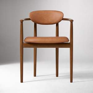 Contemporary Home Arm <b>Dining</b> <b>Chair</b> Solid <b>Wood</b> Frame Faux Leather for Home Office for Apartment Furniture - Product Image 2