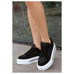Julya suola bianca in pelle nera scarpe sportive dettagliate in pelle scamosciata