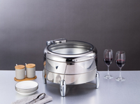 Chauffe-plats rond en acier inoxydable avec couvercle en verre pour buffets de grande capacité, soupes et plats chauffants électriques
