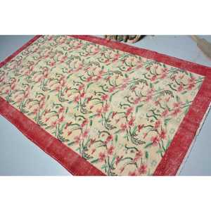 Tapis turc 5,1 x 8,8 pieds, grand tapis vintage, tapis en laine marocaine rouge - Product Image 4