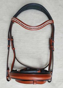 Fabricant de bridons de dressage anatomique Bride en cuir indien Logo personnalisé Western Horse Headstall and Rein with Snaffle - Product Image 3
