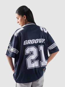 Maillot de basket-ball personnalisé Boxy T-Shirt surdimensionné unisexe graphique col en V rétro maille respirant décontracté sublimation impression Y2K Football - Product Image 4