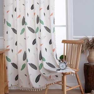 Meilleure vente haute qualité anneau filé 100% coton tissé brodé ferme attrayant design personnalisable hauteur rideaux de porte - Product Image 1