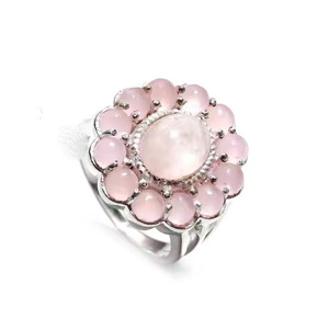 Anillo de compromiso de boda de Plata de Ley 925 a granel al por mayor, piedra de cuarzo rosa romántica, joyería fina para mujer para fiesta de bodas - Product Image 1