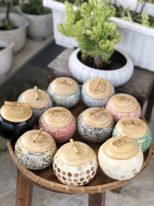 New Collection 2026 Elegant Bamboo Storage <b>Jar</b> Enhanced with Mother of Pearl for Decorative Use Candle Housing by 99 Gold Data - Product Image 4