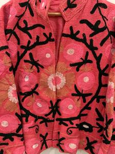 Rose fait à la main TNT Vintage Suzani hiver veste courte Style bohème veste courte coton recadrée daim manteau pour femmes - Product Image 6