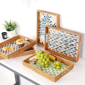 ชุดถาดหวายประดับมุกแบบฝังสำหรับวางบนโต๊ะถาดสำหรับใส่ของ - Product Image 2