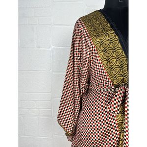 Vintage Silk Riya Short Kimono Lightweight Boho <b>Robe</b> Perfect <b>Beach</b> Coverup Recyclable Gift for Her 1 Piece - Product Image 3