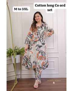 Verano algodón A-line trabajo Kurti pantalón conjunto largo Co ord conjunto muy cómodo India fabricante al por mayor Kurtis para mujeres en la India - Product Image 4