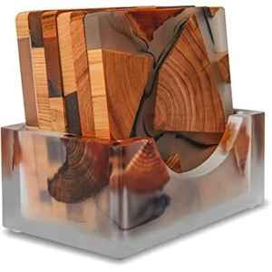 ถาดรองแก้วไม้ธรรมชาติทำด้วยมือของที่ระลึกเรซินอีพ็อกซี่ตามสั่งสำหรับร้านกาแฟเครื่องครัวเครื่องใช้ในบ้านของขวัญโปรโมชั่นพิเศษ - Product Image 2