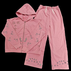 Conjunto de Dos Piezas de Sudadera con Capucha y Pantalones Deportivos con Cremallera y Pedrería Personalizada, Estampado DTG, Estilo Vintage Lavado Ácido para Hombre, Invierno - Product Image 2