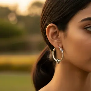 "Fine Dangle 925 <b>Silver</b> <b>Hoop</b> <b>Earrings</b> for Women's Daily Wear" - Product Image 2