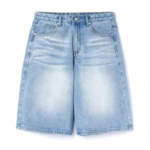 Shorts Vaqueros Vintage para Hombre, 100% Algodón, Dobladillo sin Rematar con Diseño de Cremallera, Shorts Vaqueros con Pedrería - Product Image 5