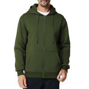 Prix de gros Service OEM Hommes 100% Coton à manches longues Épaule Pente Cou Bande Couleur Solide Confortable Zip Hoodie Bangladesh - Product Image 2