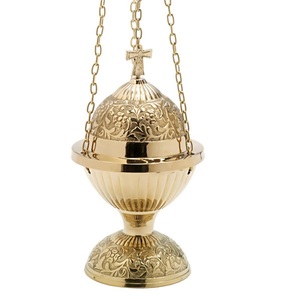 Quemador de Incienso Colgante de Diseño Atractivo, Hecho a Mano en Latón Color Dorado, del Mejor Exportador de la India - Product Image 1