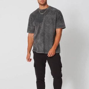 Conception OEM coupe régulière High Street T-shirt homme délavé à l'acide T-shirt délavé à l'acide avec écusson personnalisé imprimé brodé - Product Image 3