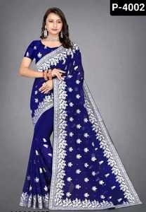 Vêtement traditionnel indien lourd fausse georgette avec broderie travail Saree avec chemisier pour mariage et festival porter Saree - Product Image 3