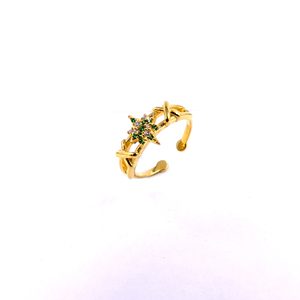 Ropa de fiesta Acero inoxidable Chapado en oro Vermeil Tsavorita Copo de nieve Piedra preciosa Anillo clásico para mujer-Gemvanity Anniversary Unique - Product Image 4