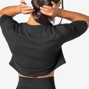 Camiseta recortada cuadrada con logotipo personalizado de alta calidad, Top corto de gran tamaño para mujer, camisetas sin mangas de algodón liso de alta calidad, camisetas de punto de talla grande - Product Image 2