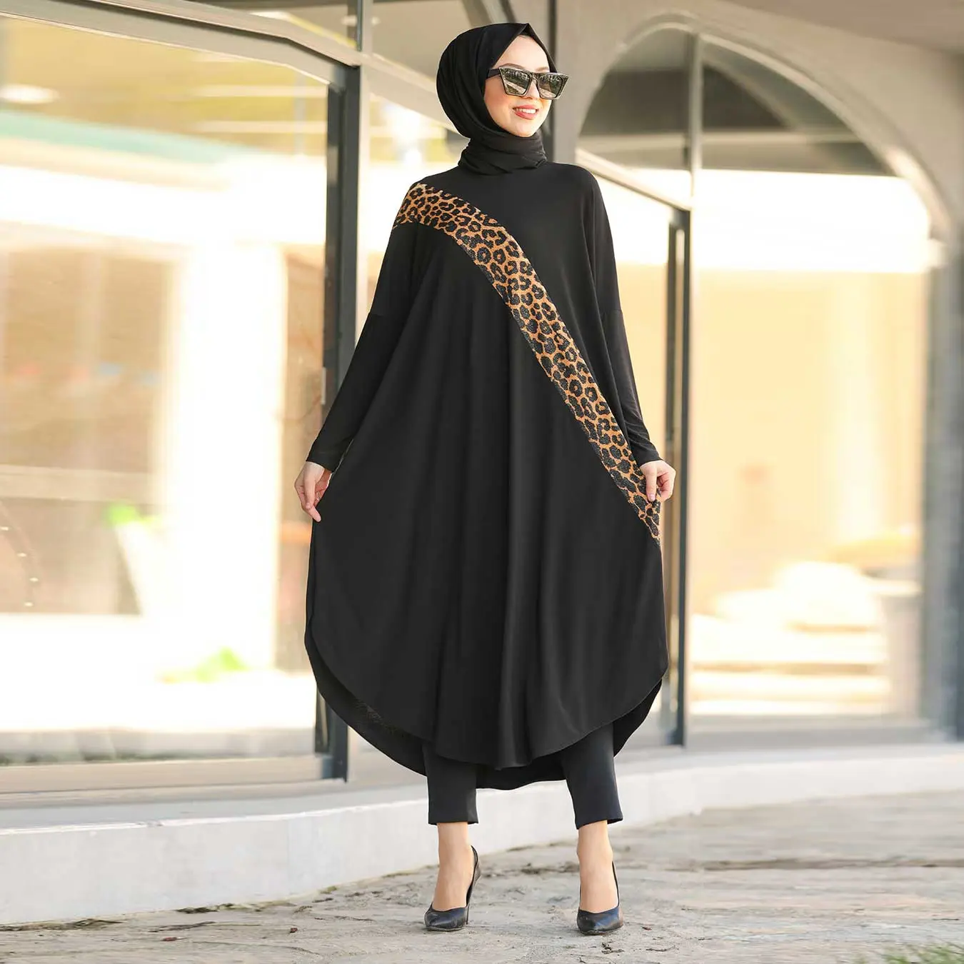 New Fashion Wear Low Cost 100% Organic Jersey Fabric Printed Tunic Abaya Dress For Women 2023