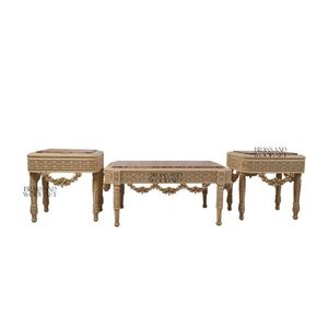 Ensemble de table basse en bois sculpté à la main de luxe - Product Image 2
