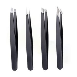 Pinzas de cejas de Punta inclinada de acero inoxidable personalizadas de alta calidad OEM ODM etiqueta privada al por mayor para uso de belleza - Product Image 3