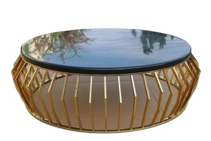 Table basse en verre rond moderne/verre rond de luxe combinaison de table basse moderne simple pour petit salon - Product Image 4