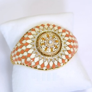 Lalique Sun Burst esmalte diamante zafiro perla 18K oro amarillo oro brazalete pulsera Vintage Moissanite diamante pulsera - Product Image 3