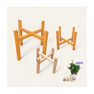 2 Pcs Mid-Century Natural Bamboo Plant Standard Indoor/Outdoor Support de pot de fleurs en bois réglable avec finition laquée - Product Image 2