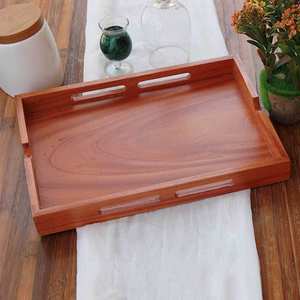 Nouveau plateau de service de forme ronde en bois avec poignées simples accessoires de cuisine vaisselle utiliser plateau nouveauté - Product Image 6