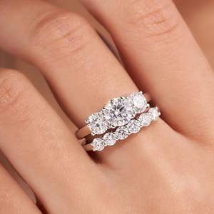 Anillo de boda de moissanita para mujer, bandas de eternidad, anillos de boda de moissanita para mujer, anillo de plata esterlina, banda de aniversario blanca - Product Image 6