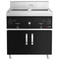 Cuiseur à pâtes électrique professionnel - Double cuve - Autonome - 2x 26L - 12kW - avec robinet de vidange - sur base de meuble - 2 portes - 700mm