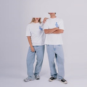 Jean baggy pour homme, coupe ample, style vintage délavé, avec logo personnalisé, en denim de coton, noir, bleu, délavé, streetwear - Product Image 6