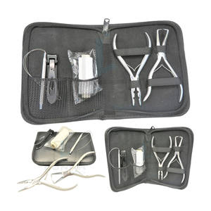 Kit d'outils d'extension de cheveux attachés à la main finition polie argentée ensemble d'accessoires d'outils d'extension de cheveux en gros en acier inoxydable - Product Image 1