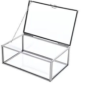 Boîte à bijoux carrée en métal personnalisable et écologique avec cadre métallique, rangement et présentoir pour boucles d'oreilles et bracelets - Product Image 1