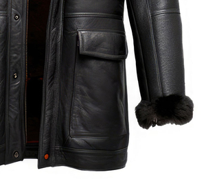 Abrigo de Piel de Oveja Genuina para Hombre, Forrado de Piel Sintética, Cálido, Impermeable y Transpirable para Otoño - Product Image 4