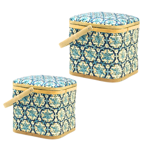 Cestas de almacenamiento de bambú con patrón de flores, cesta de almacenamiento de frutas con colorido, ideal para regalos y uso decorativo - Product Image 1