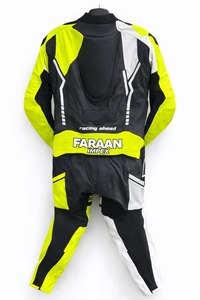 Combinaison de course de moto en cuir noir jaune néon, une pièce, professionnelle, pour la piste, combinaison de protection pour motard, fabricant OEM - Product Image 5