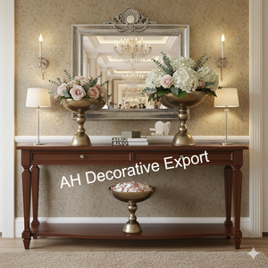 Vase à fleurs moderne en métal mat sur piédestal avec arrangement floral d'hortensias artificiels, décoration de table pour la maison - Product Image 4