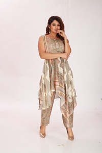 Precio al por mayor Exportación a granel Ropa elegante para mujer Conjuntos Kurta Sin mangas 2 piezas Kurti's en venta Conjunto Kurta para mujer - Product Image 3