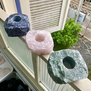 Candelabros de mezcla de sodalita de cuarzo rosa de cuarzo verde para decoración del hogar para festividades de Navidad - Product Image 1