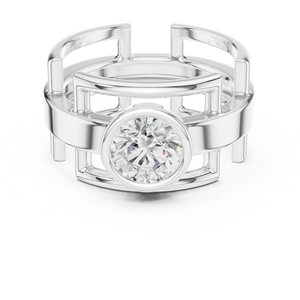 Bague de fiançailles en or blanc de luxe 10 carats avec diamant taille brillant VS1, plaqué rhodium, bijou spécial anniversaire, sertissage à griffes - Product Image 1