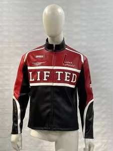 Veste en cuir de course à fermeture éclair avec logo personnalisé, col montant, style décontracté d'été, service OEM, broderie et conception de texte - Product Image 6