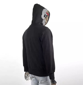 Sudadera con capucha de algodón y poliéster 100% para hombre, sudaderas con cremallera polar, detalle de diamantes de imitación, estilo de calle para fabricante de ropa de invierno - Product Image 6