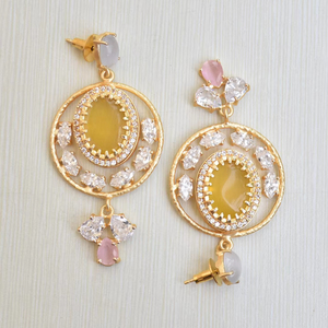 Pendientes de Latón de Exportación al por Mayor con Circonita, Joyería de Piedras Preciosas Auténticas, Acabado de Latón Satinado, Pieza de Moda Perfecta - Product Image 6