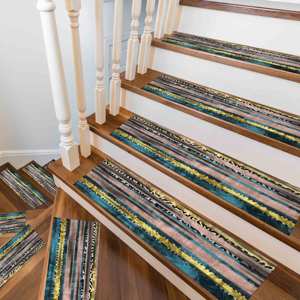 Tapis imprimé à motifs géométriques - Moderne, facile à nettoyer, lavable en machine, Gobelin - Product Image 3