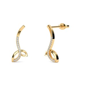 Pendientes de diseñador con diamantes Laurel de corte redondo de 0.60 ct, diamantes cultivados en laboratorio en platino para fiesta de compromiso - Product Image 3